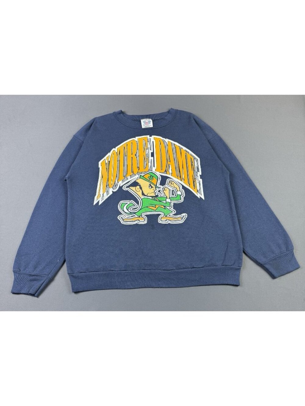 Rare Vintage 90s Notre Dame Fighting Irish Sun Fade Navy Blue Crewneck Sweats XL